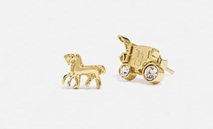 Coach Horse And Carriage Crystal Stud Earrings馬車鑲水晶耳環